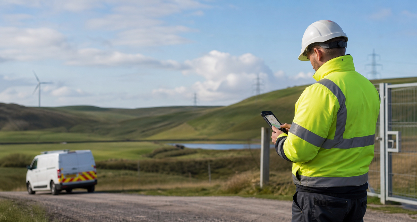 Lone worker using a connected safety device in a rural work location